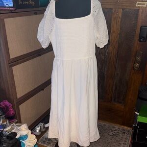 Maurices White Long Sleeve Eyelet Dress